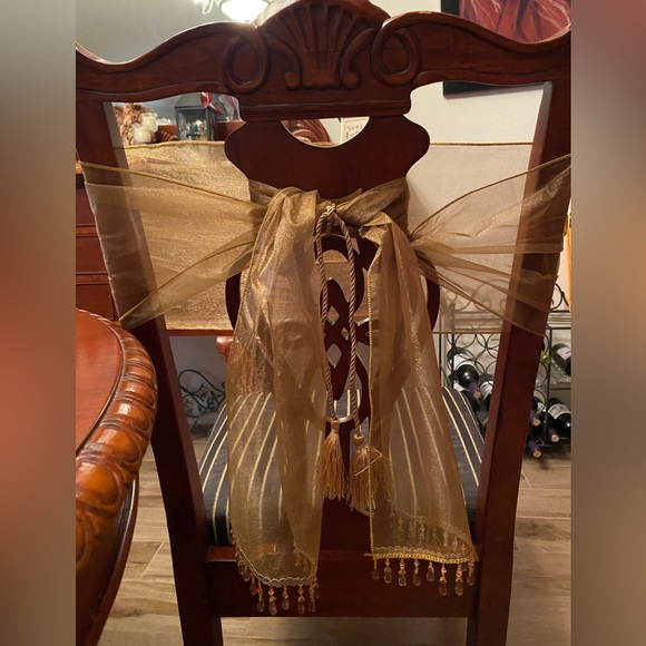 Organza Chair Sashes w/Ties (4) Gold - Picture 1 of 3